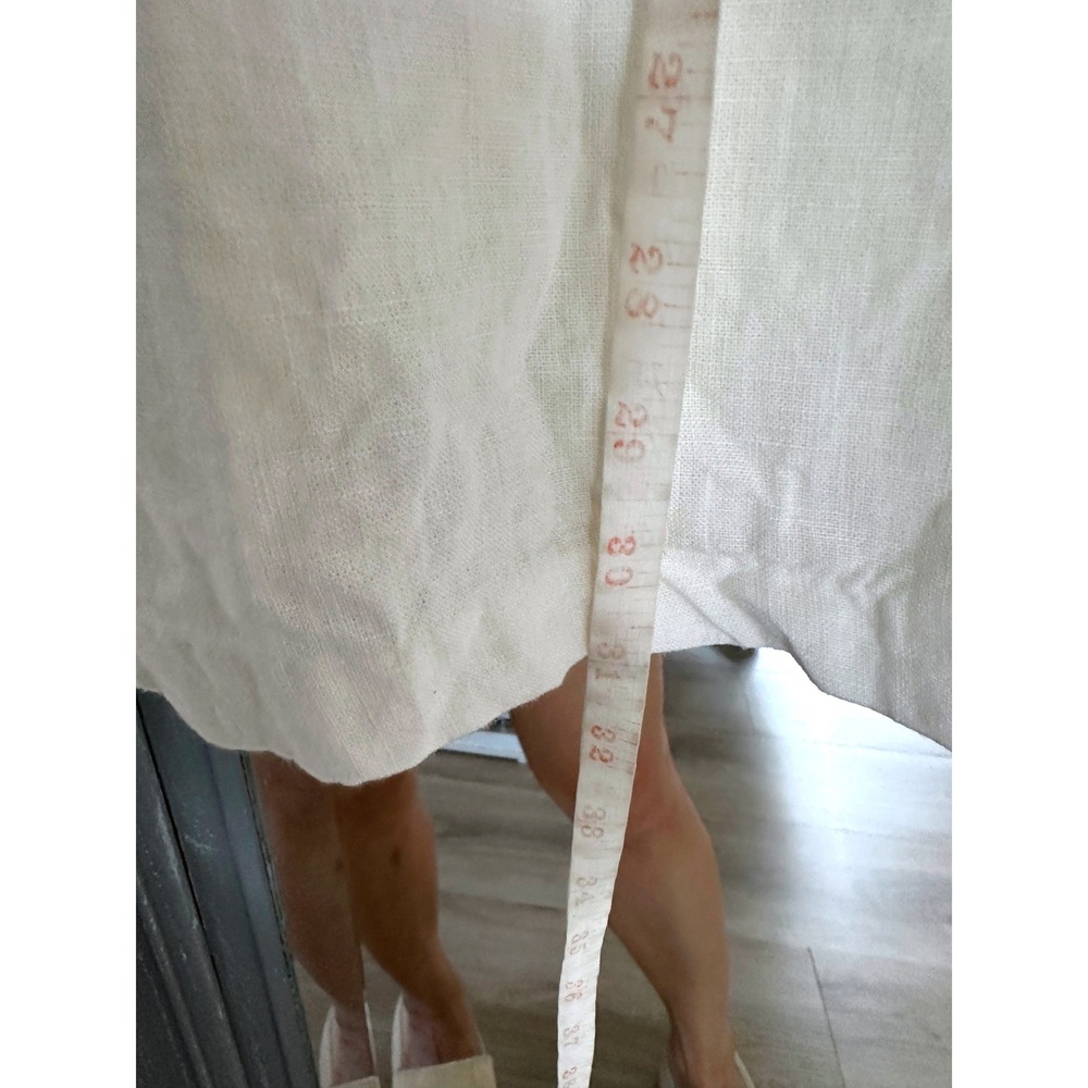 L'Academie Lea Dress Linen Crochet Cutout Mini Dress Smock Back Cream White M - Picture 11 of 11